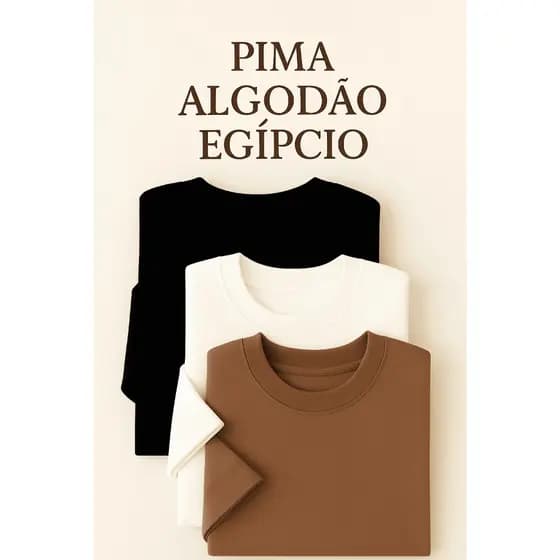Camiseta Pima  Algodão Egípcio Premium Luxo Style  Básica Original Prime Camisa com elastano de Fábrica Eco Peruana 50.1