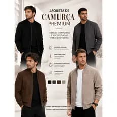 Jaqueta Premium Camurça Importada Masculina  Inverno Casual Slim Luxo Zíper Suede Confortável Moda  Top Bomber