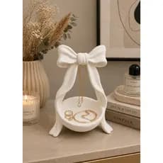 Porta-Jóias Decorativo Laço Organizador de Anéis, Brincos e Bijuterias para Mesa e Quarto, Presente