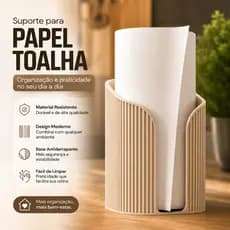 Suporte Organizador Porta Papel Toalha Premium em PLA Design Moderno e Elegante Para Mesa Cozinha Bancada | Decoração