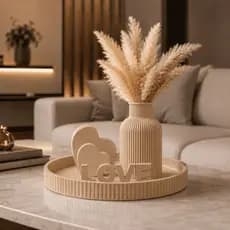 Decoração Minimalista Sala Mesa Kit Decorativo com Bandeja Vaso e Coração Love de Sala Quarto Cozinha Escritório Clinica