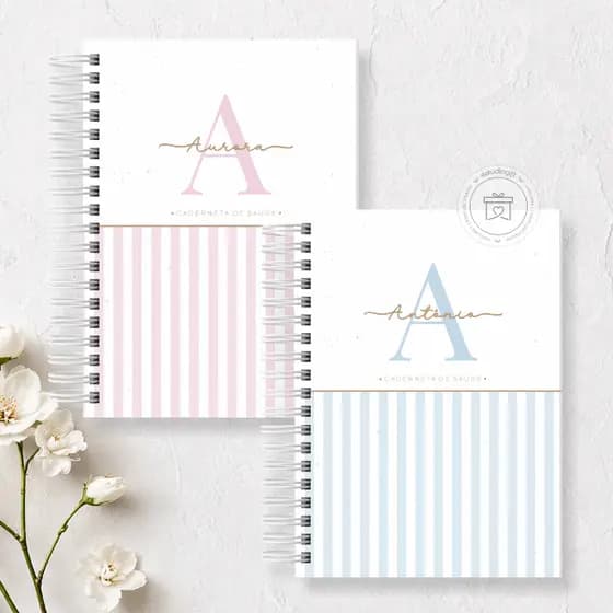 Caderneta de Saúde Vacinação Personalizada Bebê Menino Menina Minimalista Várias Estampas e Cores