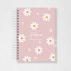 Caderneta de Saúde Vacinação Menina Flores Minimalista Margaridas Capa Dura Personalizada