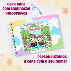 Livro de Colorir Bíblia de Colorir Infantil Cristão Menino Menina Evangélico Criança Capa Dura Folhas Grossas Tam A5