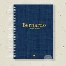CADERNETA DE VACINAÇÃO SAÚDE CLÁSSICA LINHO FAKE AZUL PERSONALIZADA COM NOME DO BEBE CAPA DURA