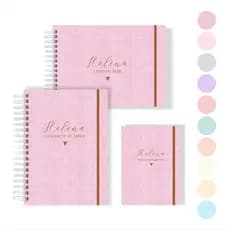 Kit Maternidade Linho Fake Livro do Bebê A5 + Porta Documentos A6 + Caderneta de Saúde Vacina Minimalista - Várias Cores