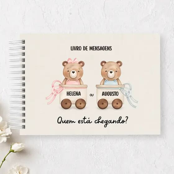 Livro de Mensagens Assinaturas Recados Chá Revelação Chá de Bebê