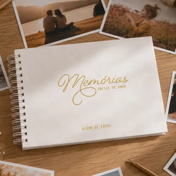 Álbum para Colar Fotos Scrapbook Recordações Memórias Capa Dura Wire-o Dourado ou Branco Fotos 10x15