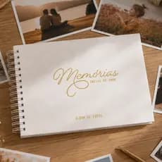 Álbum para Colar Fotos Scrapbook Recordações Memórias Capa Dura Wire-o Dourado ou Branco Fotos 10x15