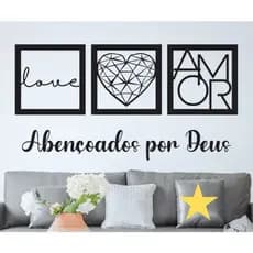 Quadros Decorativos para Decoração de Quarto Sala Casa Cozinha + Frase Abençoados por Deus em MDF