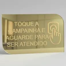 Placa Sinalização Campainha Acrilico Espelhado