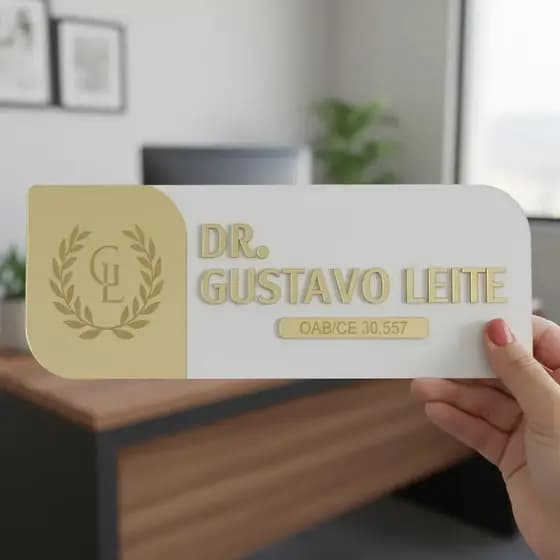 Placa Sinalização De Porta Personalizada Com Logo Identificação Sala Consultório