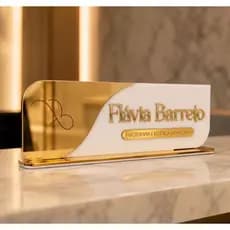 Placa de Identificação para mesa Personalizada Com Logo Mdf Acrílico Identificação Casa Sala Consultório