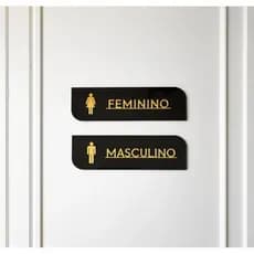 Placa de Sinalização para banheiro em Acrílico Espelhado Identificação De Porta