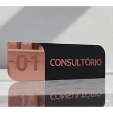 Placa com base MDF preto para Identificação Porta Personalizada - Consultório, Sala, Banheiro para seu ambiente