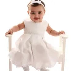 Vestido Bebe Batizado com Tiara Gabi