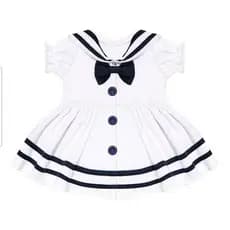 Vestido de Bebê Manga Curta Marinheira
