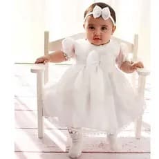 Vestido Bebê Batizado Analu Com Tiara/