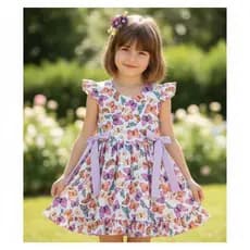 Vestido infantil verão com faixa de cabelo várias BORBOLETAS
