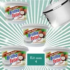 kit 4 Sabão Coco Pastoso Brilho Total Panelas Pratas Paredes Cozinha