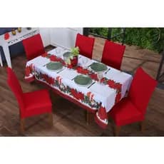 Toalha De Mesa Oxford Natal 8 Lugares 2,50x1,40 - Toalha De Mesa Natalina Com Estampas De Natal Luxo