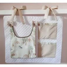 Porta Treco e Porta Fralda Com Laço Quarto Bebê Safari Menino e Menina Rosa Branco MInimalista