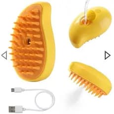 Escova Vapor Para Pet Animais Tira Pelo Recarregável Usb Cão Gato Escova Elétrica 3 Em 1 Pente De Massagem Suave
