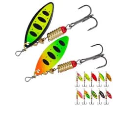 7g Metal Salgueiro Folha Girador Isca Dura Com Gancho Agudo Rotação Composta De Pesca Truta Baixo