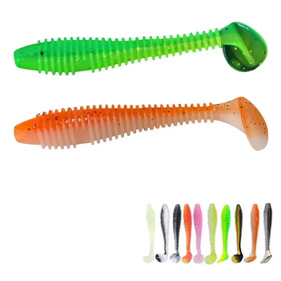 20 Peças 4.5cm-7cm Iscas Macias De Silicone De Duas Cores Minhocas Artificiais Equipamento De Pesca Culter Poleiro