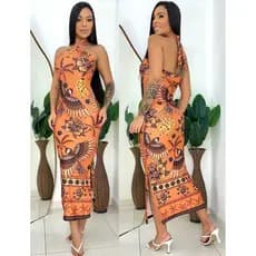 Vestido Feminino Longo Estampado Tropical Floral Verão Luxo Casual Tendência Lançamento