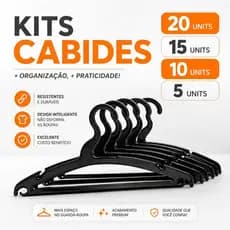 Cabides Reforçado Antideslizante Adulto Kit com 5, 10, 15, 20 unidades Organização Guarda Roupa