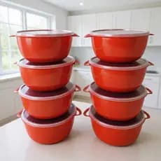 Kit  Potes Bowl 1000ml Plástico com Tampa Marmita Cozinha, Freezer, Micro-ondas e Lava Louças