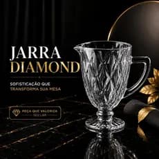Jarra de Vidro Diamond Transparente 1 Litro para Água Suco Chá Resistente Mesa Posta
