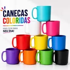 Kit 10 Canecas 400ml de Plástico Para Festas Crianças Merenda Cantina Escola Creche Colorida