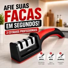Amolador de Faca 3 Estágios Afiador Profissional Manual Cozinha Fácil e Rápido