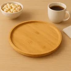 Petisqueira De Bambu Redonda Grande 25x25cm Queijo Petiscos Carnes Linha Premium