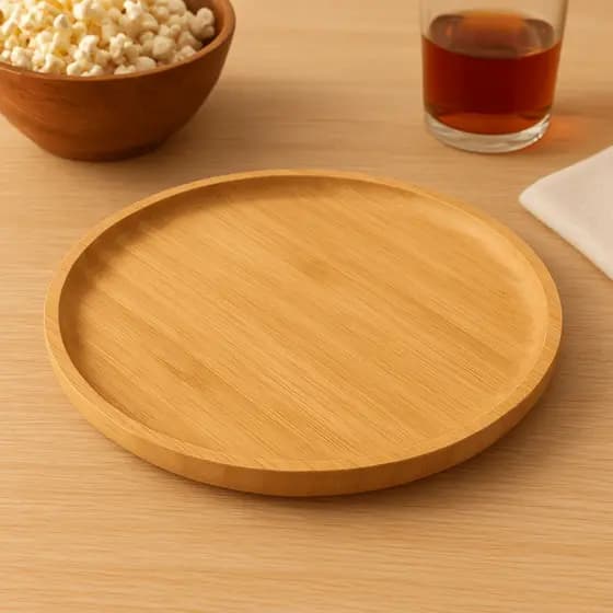 Petisqueira Bambu Redonda Prato Tábua Tamanho G 25x25 Petisco Queijo Decoração