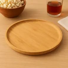 Petisqueira Bambu Redonda Prato Tábua Tamanho G 25x25 Petisco Queijo Decoração