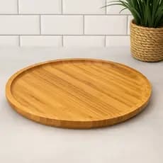 Petisqueira De Bambu Redonda GG 30x30cm Prato Queijo Petiscos Carnes Churrasco Premium