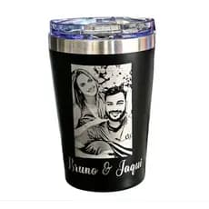Copo Térmico Pequeno Com Tampa 400 ml Com Foto e Nome Gravado a laser