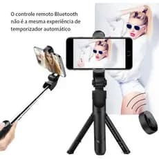 Bastão Pau de selfie Tripé Retrátil com Controle Bluetooth Celular