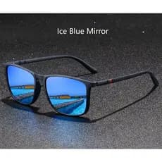 Óculos de Sol Unissex Retangular UV400 Espelhado Luxo Proteção Anti-Reflexo 58mm Com Saquinho de Proteção