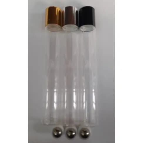 kit 10 vidros rollon 10ml incolor com tampas luxo