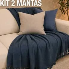 Kit 2 Mantas Para Sofá 2 e 3 Lugares 210x120cm 100% Algodão Protetora Decorativa