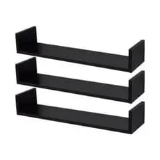 Kit 03 Prateleiras MDF U 60cm Livros Decoração Quarto Banheiro Cozinha Organizador Sala Brinquedos