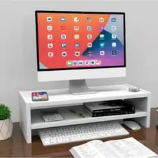 Suporte para Monitor MDF 53cm Duplo Mesa Notebook Home Office Base Jogos Casa Decoração Gamer