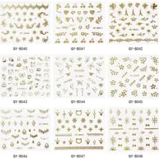 Xingyue manicure adesivos dourados adesivos de unhas 3d borboleta decalques de unhas zíper dourado manicure adesivos con
