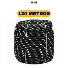 120 Metros Corda Poliéster Amarrar Carga Caminhão 08mm Preta