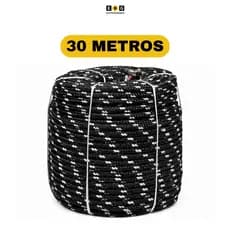 30 Metros Corda Poliéster Amarrar Carga Caminhão 08mm Preta
