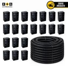 Kit 50 Metros Conduíte Eletroduto Corrugado 3/4 + 20 Caixa De Luz Caixinha 4x2 Embutir Preto